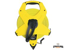 Rotella metrica Stanley 100 metri x 12,7mm con nastro in fibra di vetro e avvolgimento rapido Rotella metrica Stanley 100 metri x 12,7mm con nastro in fibra di vetro e avvolgimento rapido