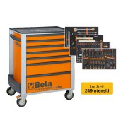 Cassettiera mobile Beta Worker BW 2400S 7/E-M con 7 cassetti e 249 utensili inclusi