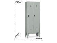 Armadio spogliatoio a 2 vani Tecnotelai 690x330x1800mm con piedini