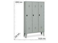 Armadio spogliatoio a 3 vani Tecnotelai 1020x330x1800mm con piedini