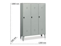 Armadio spogliatoio a 3 vani Tecnotelai 1200x500x1800mm con ripiano e divisore interno