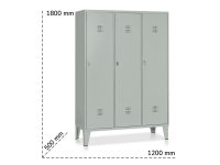 Armadio spogliatoio a 3 vani Tecnotelai Orazio 1200x500x1800mm con divisore sporco/pulito