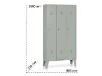 Armadio spogliatoio a 3 vani Tecnotelai 905x330x1800mm con ripiano fisso
