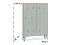 Armadio spogliatoio a 4 vani Tecnotelai 1200x330x1800mm con ripiano fisso