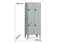 Armadio spogliatoio a 4 vani Tecnotelai 690x500x1800mm con piedini
