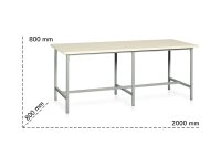 Banco da lavoro Tecnotelai 2000x800x800mm con piano in laminato plastico e poggiapiedi
