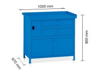 Banco da lavoro Tecnotelai piano in acciaio completamente arredato 1000x670x900mm