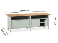 Banco con armadietti Tecnotelai Classic piano in legno 2500x750x900mm