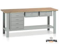 Banco con cassettiera e cassetti Tecnotelai Classic con piano in legno 2000x750x900mm