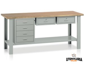 Banco con cassettiera e cassetti Tecnotelai Classic con piano in legno 2000x750x900mm