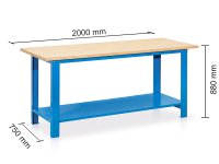 Banco da lavoro Tecnotelai con piano in legno 2000x750x880mm