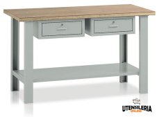 Banco con 2 cassetti Tecnotelai Classic con piano in legno 1500x750x900mm