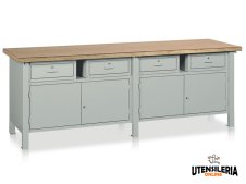 Banco con armadietti e cassetti Tecnotelai Classic piano in legno 2500x750x900mm