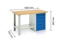 Banco con cassettiera 7 cassetti Tecnotelai piano in legno 1500x750x900mm