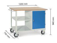 Banco mobile Tecnotelai con armadietto e piano in legno 1200x750x940mm