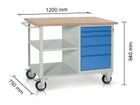 Banco mobile Tecnotelai con cassettiera e piano in legno 1200x750x940mm