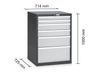 Cassettiera Stark Tecnotelai a 6 cassetti ad estrazione totale 714x725x1000mm