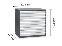 Cassettiera Stark Tecnotelai a 9 cassetti ad estrazione totale 1023x725x1000mm