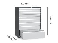 Cassettiera Stark Tecnotelai a 9 cassetti ad estrazione totale 1023x725x1325mm