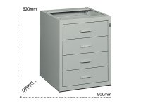 Cassettiera a 4 cassetti Tecnotelai 500x565x620mm per banchi e carrello Serie Classico