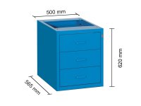 Cassettiera per banco lavoro Serie 2014 Tecnotelai 500x520x200mm, 3 cassetti