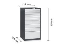 Cassettiera Stark Tecnotelai a 10 cassetti ad estrazione totale 717x725x1325mm