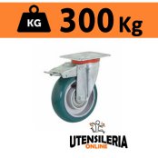 Ruota TR-ROLL con supporto rotante NL e freno portata 300Kg 62ER