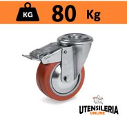 Ruota in gomma siliconica 72GS supporto NL con foro e freno 80Kg Ruota in gomma siliconica 72GS supporto NL con foro e freno 80Kg