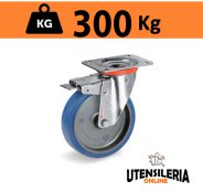 Ruota SIGMA ELASTIC 73 con rullo supporto NLX INOX freno 300Kg