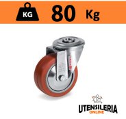 Ruota in gomma siliconica 72GS supporto INOX NLX con foro 80Kg Ruota in gomma siliconica 72GS supporto INOX NLX con foro 80Kg