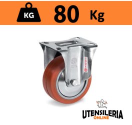 Ruota in gomma siliconica 72GS supporto INOX NLX fisso max 80Kg