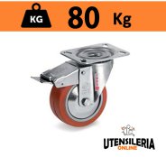 Ruota in gomma siliconica 72GS supporto INOX NLX con freno 80Kg Ruota in gomma siliconica 72GS supporto INOX NLX con freno 80Kg