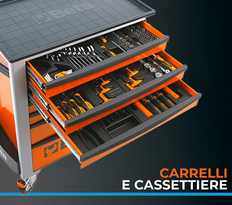 Carrelli e Cassettiere Beta disponibili online con set utensili