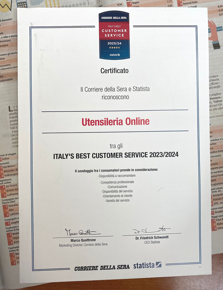 UtensileriaOnline.it tra i primi posti nella classifica dei negozi con il miglior servizio clienti in Italia