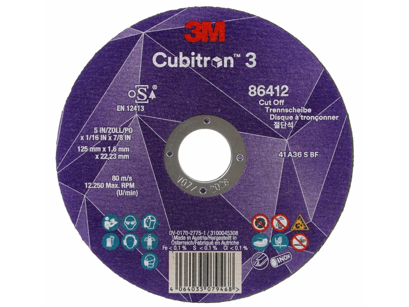 Dischi da taglio 3M Cubitron III 86616 T41 115x1x22,23mm, grana 60+ (50pz)