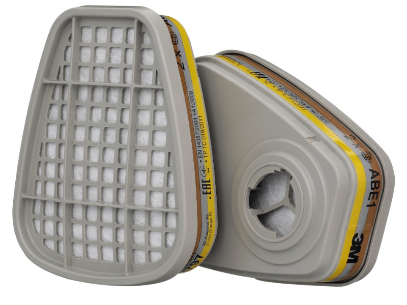 Filtri 3M 6057 Classe ABE1: Protezione Gas Organici e Inorganici (2 Unità)