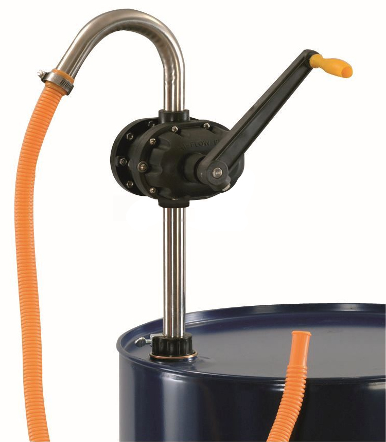 Pompa manuale a doppia girante rotativa per acidi e prodotti