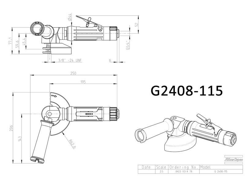 dimensioni smerigliatrice G2408