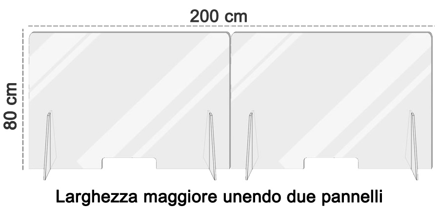 Barriera plexiglass e policarbonato parafiato di protezione con schermo  trasparente fumè 200x100 cm