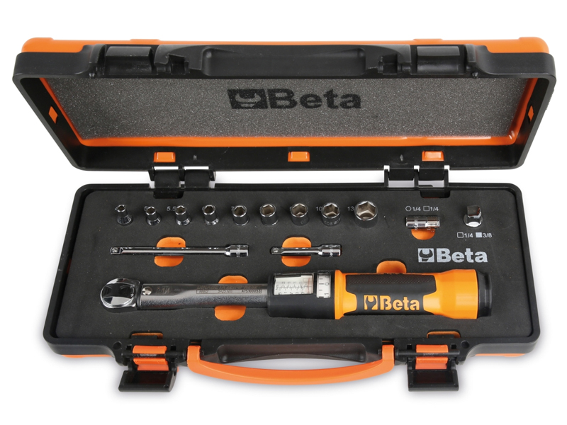 Chiave dinamometrica Beta Zero-Reset 666/C2 attacco 1/4" 5-25 Nm in cassetta con 13 accessori