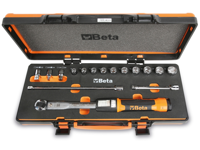 Chiave dinamometrica Beta Zero-Reset 666/C5 attacco 3/8" 10-50 Nm in cassetta con 15 accessori
