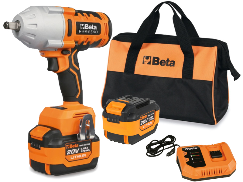 Avvitatore ad impulsi Beta 1984/K1200 20V 1200Nm in kit con 2 batterie, caricabatteria e borsa