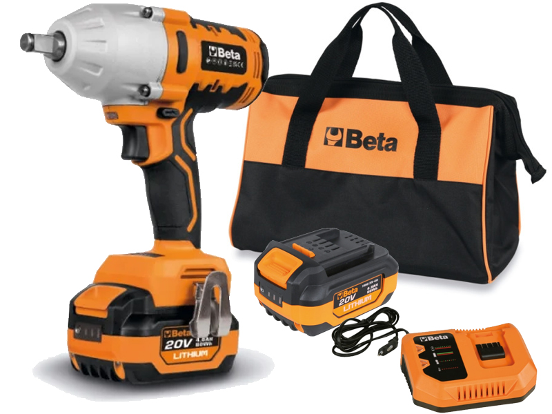 Avvitatore ad impulsi Beta 1984/K600 20V 600Nm in kit con 2 batterie, caricabatteria e borsa