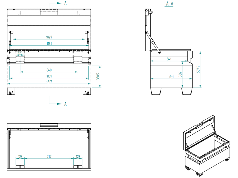 C22P - Baule portautensili da cantiere, in lamiera 915x540x430mm BETA  UTENSILI 022000240