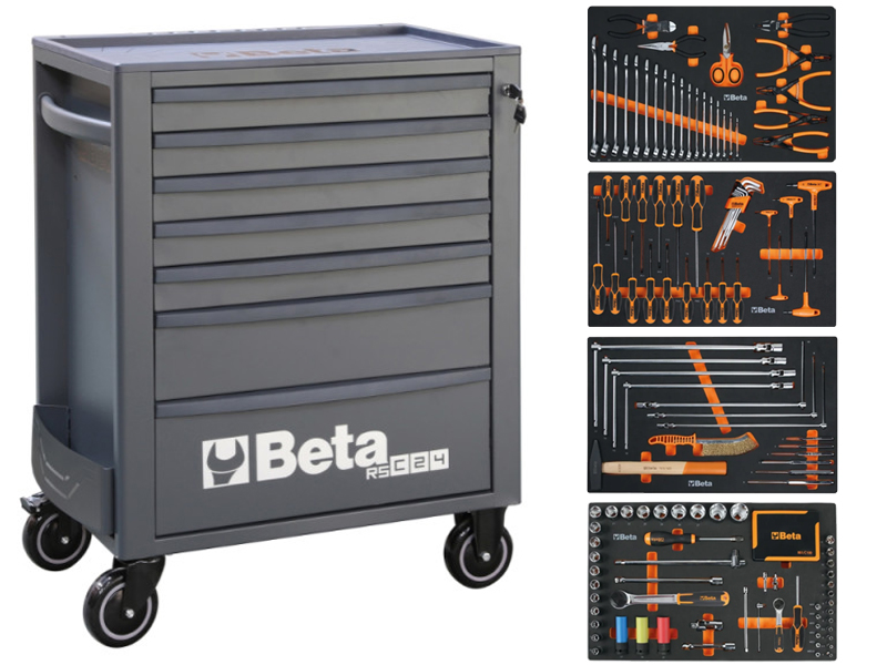 Carrello porta attrezzi Beta RSC24/7-VAS/A antracite con 7 cassetti e 223 utensili per automotive