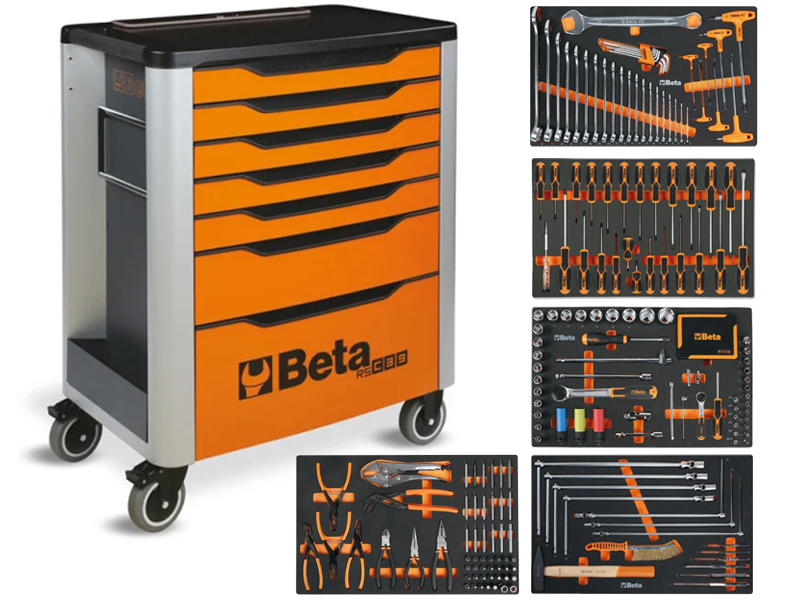 Cassettiera mobile Beta RSC39/7-VA arancio con 7 cassetti e 285 utensili