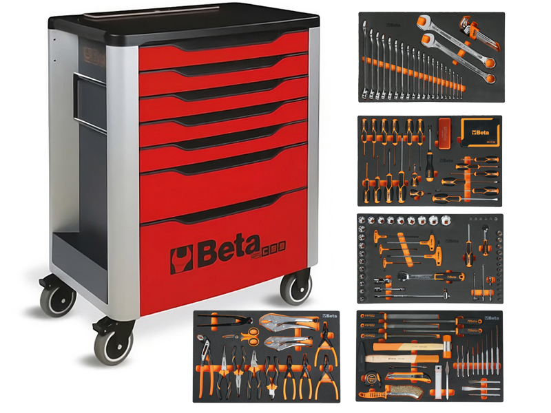 Cassettiera mobile Beta RSC39/7-VI rosso con 7 cassetti e 288 utensili