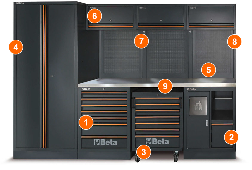 dotazione arredamento officina modulare Beta C45PRO X