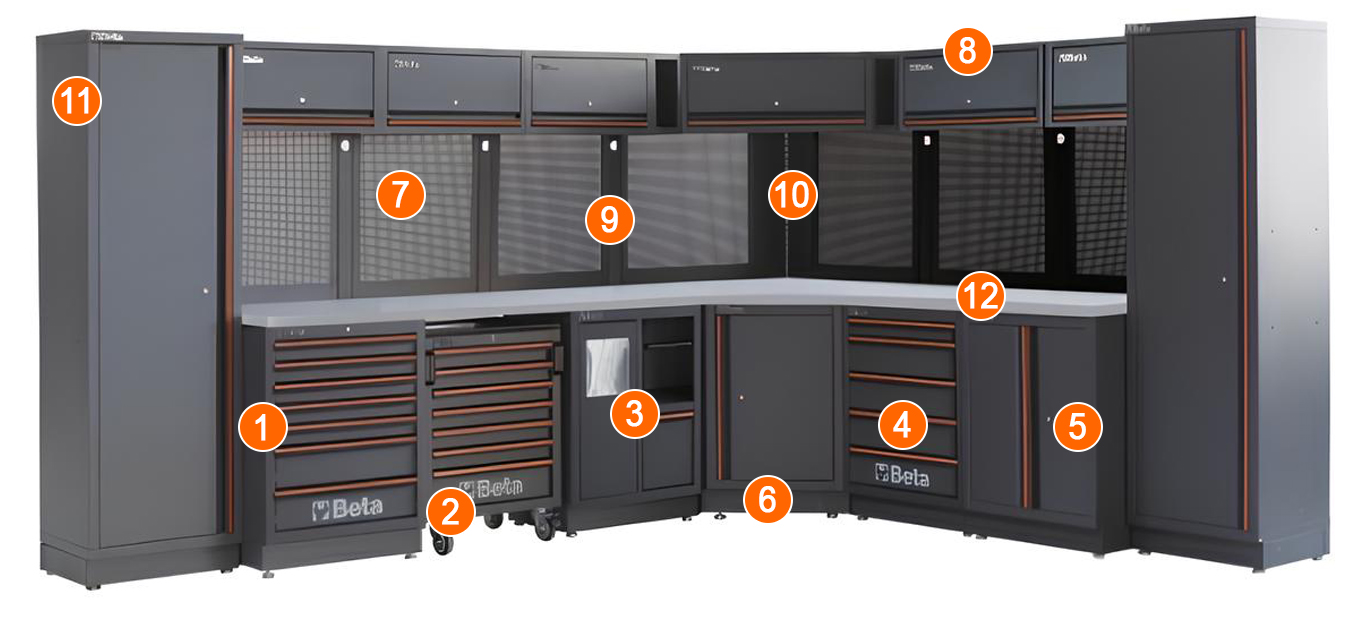dotazione arredamento officina modulare Beta C45 PRO 2.0 DX