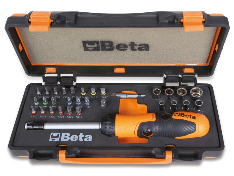 Beta Utensili Giravite portainserti a cricchetto reversibile Beta 860/C38P in cassetta con 37 accessori